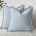 MIULEE Linen Fringe Decorative Euro Throw Pillow Covers Sky Blue 26x26 by MIULEE