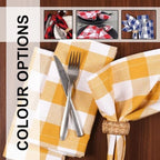 LFH Home Buffalo Check Cloth Dinner Napkins Set of 12, Cotton Napkins, 100% Cotton Checkered Wedding Christmas New Year Dinner Napkins with Mitered Corners and Generous Hem - 18 x 18 Mustard White - Image 3