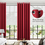 KOUFALL Curtains for Living Room,Black Out Curtain 96 Inches Long 2 Panel Set Red Blackout Decorative Window Treatments Thermal Curtains for Summer Insulated - Image 2