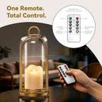 Candle Holder with Flameless Candles & Glass Dome, Set of 3 - Image 4