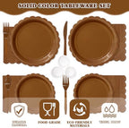 Vyntra 350 Pcs Brown Paper Plates and Napkins Party Supplies - Image 3