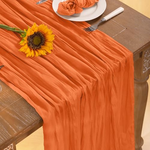 DeZerlor Orange Cheesecloth Table Runners 12 Pack Summer Fall Runners - Image 4