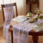 Purple Floral Table Runner 10ft Embroidery Tulle Spring Wildflower Gauze Table Runner Seasonal Summer Butterfly Kitchen Dining Decoration for Wedding Baby Shower Birthday Party (3 Pcs) - Image 6
