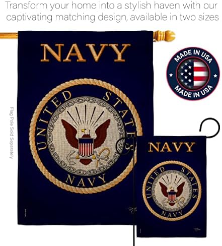 Navy Burlap Garden Flag - Set with Stand Armed Forces USN Seabee United State American Military Veteran Retire Official - House Decoration Banner Small Yard Gift Double-Sided Made in USA 13 X 18.5 - Image 4