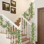 6 Pack 5.9 Feet Faux Eucalyptus Garlands Bulk, Artificial Wedding Garland with White Flowers Faux Silver Dollar Eucalyptus Leaves Vines for Table Home Wedding Party Indoor Outdoor Decor - Image 7