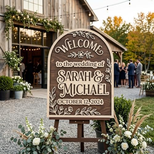 Personalized Bohemian Bloom Arch Wedding Welcome Sign - Custom 3D Wood Vertical Arched Entrance Board for Boho, Barn or Garden Venue - Multiple Sizes - Image 6