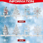 GUOER 4 Pack Snowflake Christmas Stocking Holder Set for Mantle Christmas Decorations Mantle Fireplace Topper-Snowman Reindeer and Christmas Tree Hangers Decorative Metal Hanger (Red Rhinestone) - Image 4