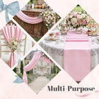 24 Pack Pink Satin Table Runners 12 x 108 Inch Reusable Seamless Design - Image 3