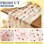 4 Pack Embroidery Floral Table Runner Rustic Spring Summer Wildflower Tulle Table Runner Vintage Flower Tabletop Runners Decoration for Home Wedding Party, 108 x 25 inch (Multicolor Flowers) - Image 3