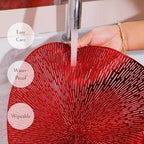 Snowkingdom Red Valentines Placemats Set of 18, Round Vinyl Hollow 15 Inch Metallic Place mats, Washable Wipeable Non Slip Stain Heat Resistant Dining Table Mats for Wedding Christmas Party Decoration - Image 3