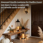 22" 19" Modern Farmhouse Candle Lantern Decor Set of 2 Large Black Metal Candle Lanterns with Flameless Candles, Lanterns Decorative Indoor for Fireplace Mantle Table Outdoor Lanterns for Patio Porch - Image 2