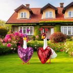 Abbylike 2 Sets Valentine's Day Porch Goose Outfits Love Heart Yard Goose Clothes Costume Fits Large 23'' Cement for Garden Yard Statue Pathway Decorations - Image 6