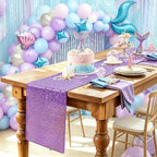 Sequin Table Runners 10 Pieces Light Purple Table Runners 12x72 Inch Glitter Dining Table Cover for Party Wedding Birthday Reception Banquet Decoration Spring Party Chair Sashes - Image 4