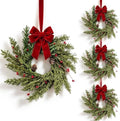 6 Pcs Small 4th of July Hanging Wreaths for Cabinets Patriotic Mini Candle Ring Wreath with Red White Blue Flowers Artificial Independence Day Wreath for Front Door (4, Mini Red Berries) by Unknown