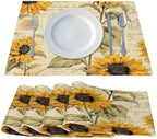 Vintage Sunflower Newspaper Floral Placemats Set of 6 Decorative Dinner Place Mats Washable Table Mat for Gifts, Holiday, Birthday Party, Wedding & Dining - Image 2