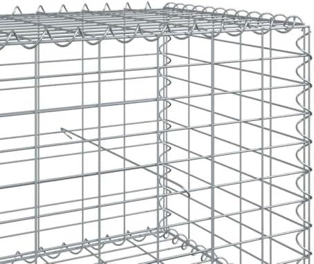vidaxl Gabion Basket with Cover - Versatile Outdoor Decoration/Structure - Galvanized Iron - 78.7"x19.7"x19.7" - Silver - Image 4