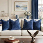 a moment Throw Pillow Covers 26X26 Inch 4 Packs,Soft Velvet Decorative Pillow Cases with 3D Ice Flower,Texture Modern Accent Cushion Covers for Sofa Couch Home Decor Navy Blue - Image 5