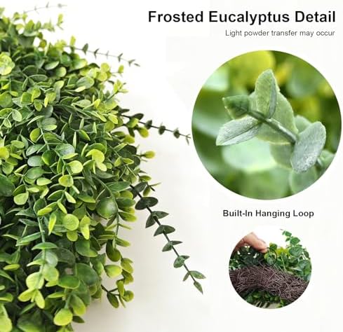 26 Inch Artificial Eucalyptus Wreath for Front Door, Year-Round Greenery, UV & Weather Resistant - Image 5