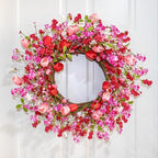 Yawwind 22 Inches Valentine Wreath Red Valentines Wreaths for Front Door Valentine's Day Flower Wreath with Tulips Heart Berry for Window Porch Indoors Outside - Image 3