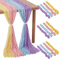 Remagr 12 Pcs Pastel Cheesecloth Gauze Table Runners for Wedding Table by Remagr