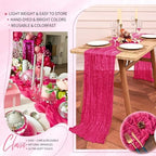18 Pack Cheesecloth Table Runner 10FT Hot Pink Table Runner Boho Gauze Cheese Cloth Table Runners Long Rustic Sheer Table Decorations for Wedding Party Baby Bridal Shower Birthday Holiday Home - Image 5