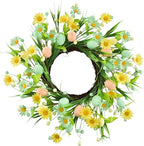 Spring Easter Wreaths for Front Door in 16 inch,Artificial Daisy Easter Egg Decorative,Farmhouse Spring Decorations,Front Door,Wall, Wedding,Easter,Spring(Yellow&Green) by Unknown
