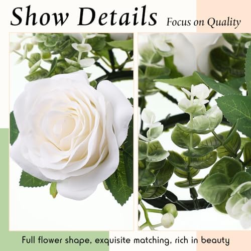 Yunlly 12 Pcs Rose Candle Rings with Candles Sets, White - Image 5