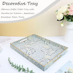 Rectangle Plastic Serving Tray with Handles, Elegant Decorative Tray for Coffee Table, Ottoman, Living Room, Kitchen, and Outdoor Use. 12"*16"*1.6" F - Image 3