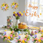 8 Pcs Easter Candle Rings, Mini Candle Holder Wreath with Spring Flowers and Eggs Decor for Table Centerpiece, Front Door, Easter Wreaths for Home Holiday Decor - Image 6