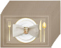 Khaki Vinyl Placemats Set of 12, Heat Resistant Table Placemats by Uolr