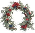 Floroom 6ft Artificial Eucalyptus Garland with Flowers Fake Greenery Faux Floral Vine Garland for Table Decor Wedding Centerpieces Bridal Shower Party Decorations, Dark Red Burgundy Navy by Floroom
