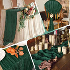 28 Pack Emerald Green Cheesecloth Table Runner 17x108 Inch Semi Sheer Boho Gauze Cheese Cloth Fabric Table Runners, for Wedding Party Baby Shower Birthday Home Decor Garden Farmhouse - Image 5