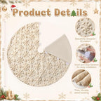 Civaner 48in Beige Snowflake Christmas Tree Skirt Faux Fur - Image 2