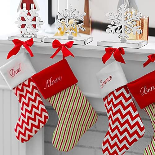 URATOT Pack of 4 Christmas Stocking Holders Snowflake Stocking Hangers Mantel Stocking Hooks for Christmas Decoration, Silver - Image 7