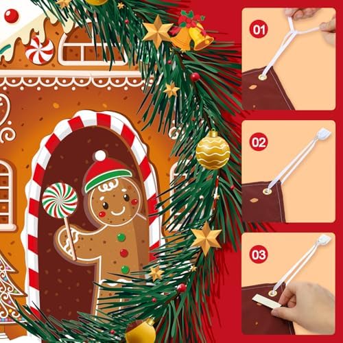HunnmingRe 16 x 7ft Christmas Garage Door Cover, Gingerbread Man - Image 3