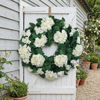 27" Hydrangea Wreath for Front Door – All-Season Wedding Décor with Lamb’s Ear Leaves & Hydrangea Blooms – Spring/Summer Farmhouse Style, Perfect Year-Round Decoration (White Hydrangea, Extra Large) - Image 4