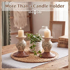 Patelai 2 Pcs Terracotta Pillar Candle Holders Floral Taper Candlestick - Image 6