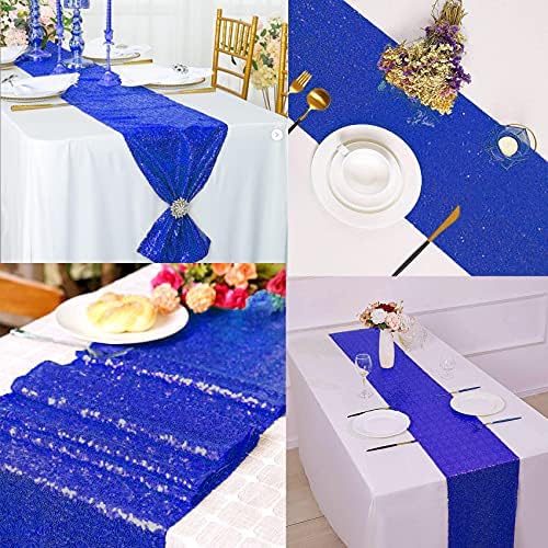 12 Packs 12 X 108 Inch Sequin Table Runner Glitter Dining Table Runner for Birthday Wedding Engagement Bridal Baby Shower Bachelorette Holiday Celebration Party Supplies Decorations (Royal Blue) - Image 5