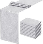 Silver Table Runner 10 Packs 12x72 Inch Sequin Glitter Table Runner for Rectangle Tables for Birthday Banquet Wedding Baby Shower Party Decorations by SoarDream