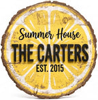 Personalized Family Name Sign, Custom Faux Wood Lemon Wall Decor, "Summer House" Rustic Citrus Plaque, Flat MDF Board with Realistic 3D Print (Not Real Wood), Cottage Kitchen Art by AydansUniqueFinds