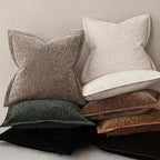 Decorative Chenille Luxury Throw Pillow Covers with Wide Edge, Textured Solid Pillowcases, Soft Velvet Cushion Cover Home Décor for Couch Sofa Living Room,18×18 Inch, Set of 2, Taupe - Image 5