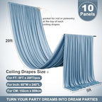 10 Panels 5ft(W) x 20ft(H) Dusty Blue Ceiling Drapes for Wedding Parties - Image 6