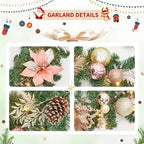 Garvee 9 ft Christmas Garland with Lights for Mantle, Rose Gold - Image 4