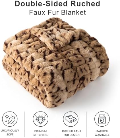 Battilo Faux Fur Throw Blanket for Couch, 50"x60", Double Side - Image 4