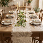12 Pack Beige Lace Table Runners Beige Rustic Lace Fabric Table Runners - Image 6