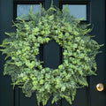 26" Artificial Eucalyptus & Boston Ferns Wreath for Front Door (Gray-Green) by YXZZWL