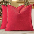 decorUhome Soft Chenille Throw Pillow Covers 26x26 Set of 2 Christmas Red by decorUhome