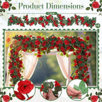 Suncalla 8 Pack 6.56ft Artificial Rose Flower Garland Silk Flocked Red Rose Garland Faux Eucalyptus Peony Flower Vine for Wedding Party Table Centerpiece Arch Background Decor(Eucalyptus) - Image 2