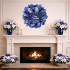 Happy Hanukkah Wreath with Star of David Ribbons Handmade Deco Mesh Available in 24 inch Diameter or 28 inch Diameter - Image 3