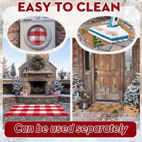 Moucuny 2 Pcs Christmas Coir Doormat Outdoor, Non Slip - Image 4